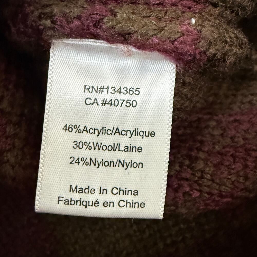 Rara Avis by Iris Apfel NWT Chunky Fringe Sweater Dress Olive Burgundy XS - Picture 10 of 13